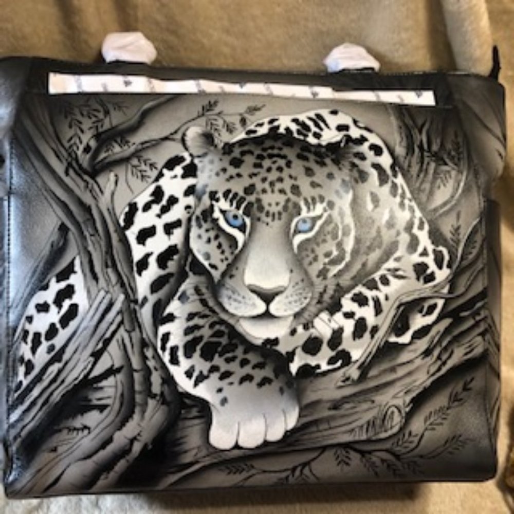 ANUSCHKA CLASSIC WORK TOTE AFRICAN LEOPARD NEW